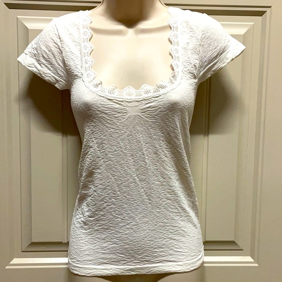 Scala Tops - Scala Stretch Short Sleeve Nylon White T-Shirt